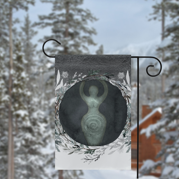 Dark Winter Triple Moon Goddess Garden Flag