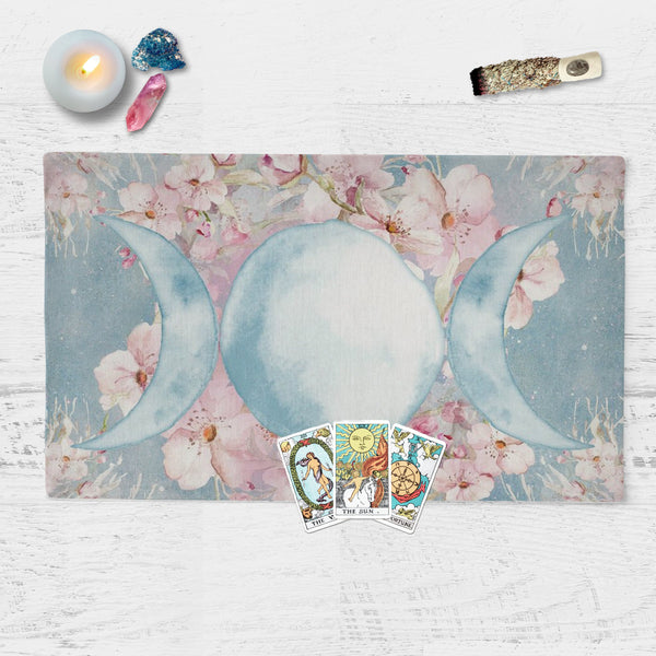 Spring Blossom Triple Moon Altar Cloth Flower Tarot Cotton Twill Rec