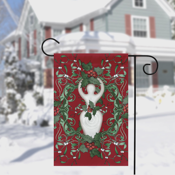 Yule Holly Goddess Garden Flag