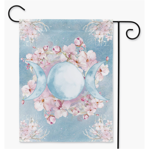 Spring Garden Flag - Wicca Triple Moon Ostara Decoration