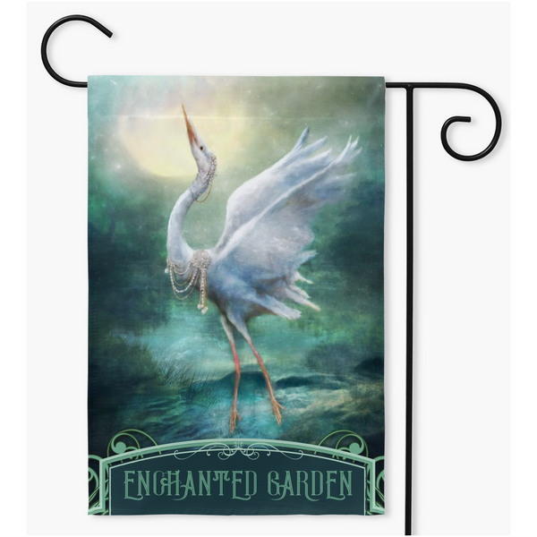 Enchanted Heron Garden Flag - Magical Outdoor Decoration Single / 18.325X27 Inch