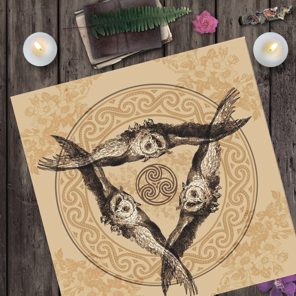 Athene Owl Tarot Altar Cloth Square