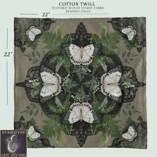 Butterfly Mandala Dark Square Altar Cloth Tarot Mat Altar Cloth Square