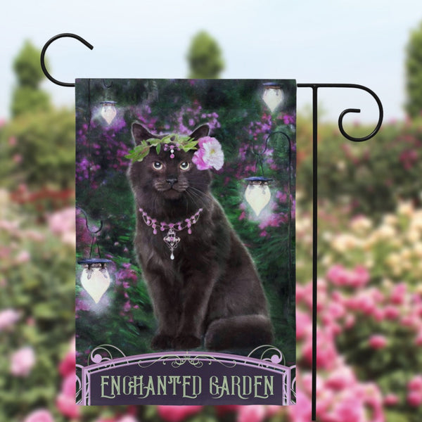 Black Cat Enchanted Garden Flags Flag
