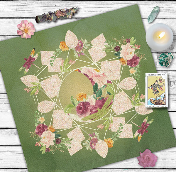 Boho Altar Cloth - Summer Solstice Decor For Rituals Crystals And Tarot 22X22 Inch Twill Square