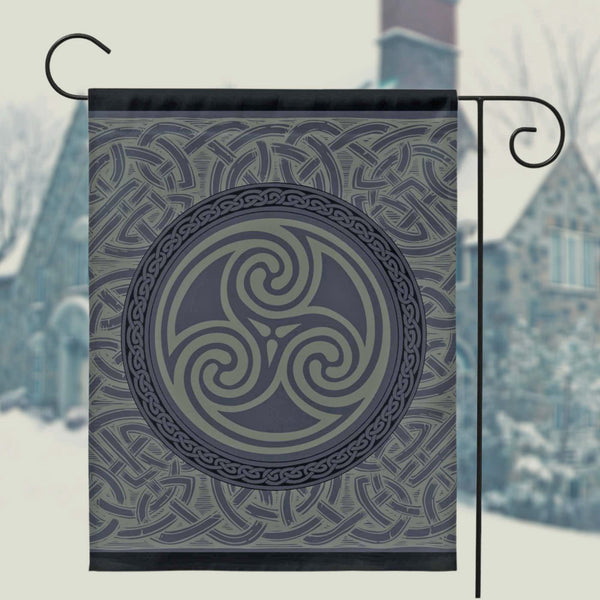 Dark Celtic Triskelle Garden Flag Double / 24.5X32.125 Inch