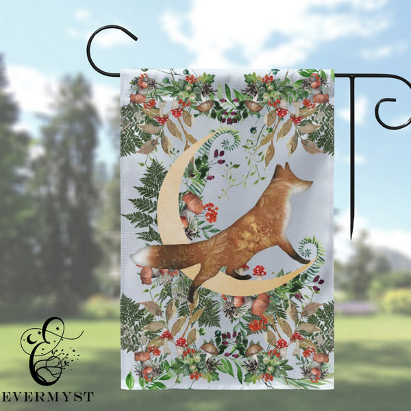Forest Fox Garden Flag - Whimsical Folk Woodland Cottage