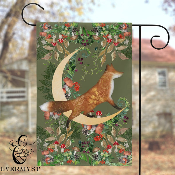 Whimsical Fox Garden Flag - Woodland Cottage Banner