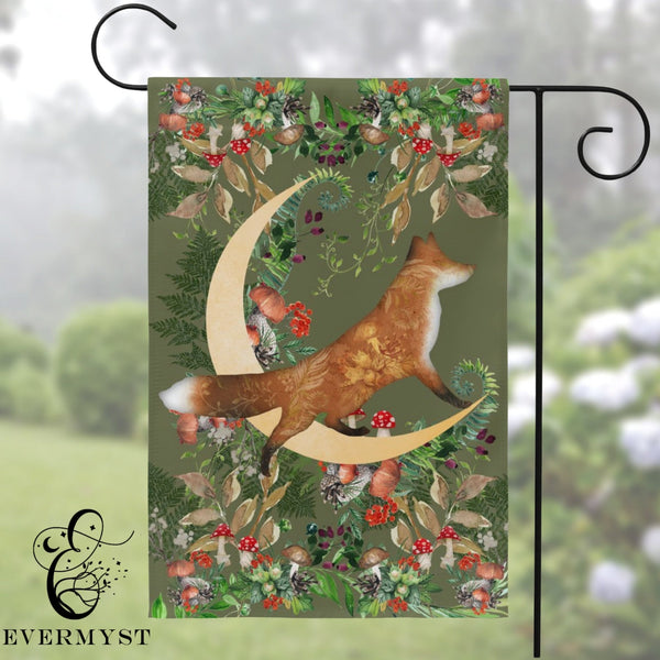 Whimsical Fox Garden Flag - Woodland Cottage Banner Single / 12X18 Inch