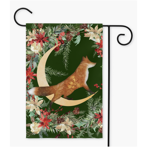 Winter Forest Fox Garden Flag - Whimsical Cottage Banner