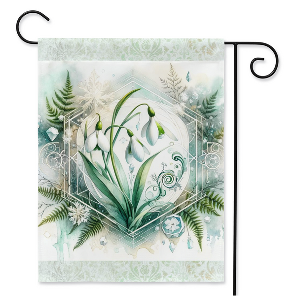 Imbolc Garden Flag Snowdrop Flowers Pagan Yard Banner Sign Decoration Spring Wicca Welcome Decor