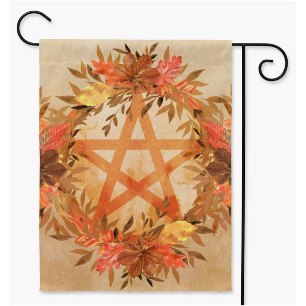 Fall Pentacle Garden Flag - Witch Samhain Wicca Pagan Decor Double / 24.5X32.125 Inch