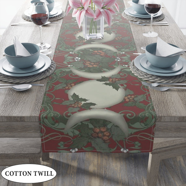 Winter Solstice Table Runner - Holly Triple Moon Tarot Reading Mat