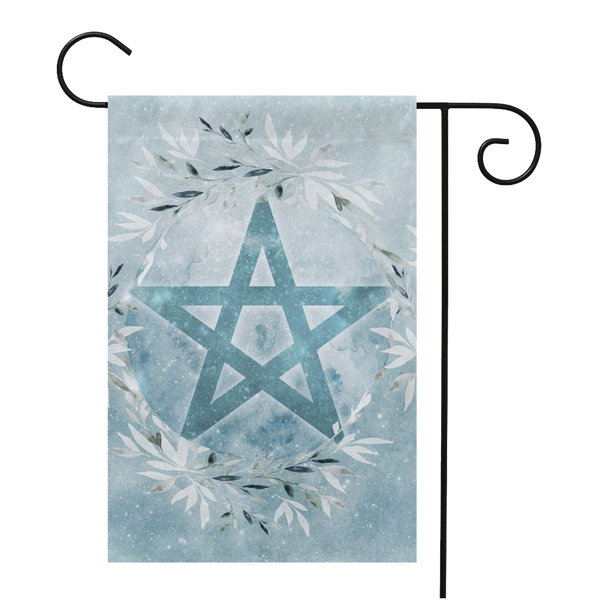 Winter Blue Ice Pentacle Garden Flag