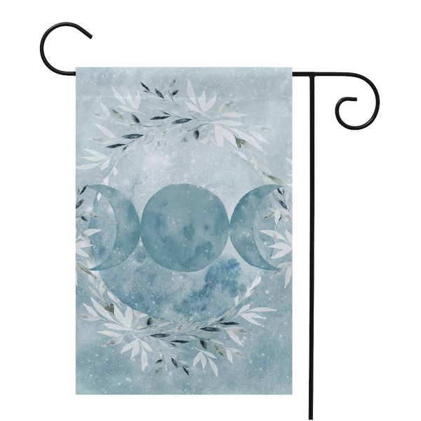 Winter Blue Ice Triple Moon Garden Flag