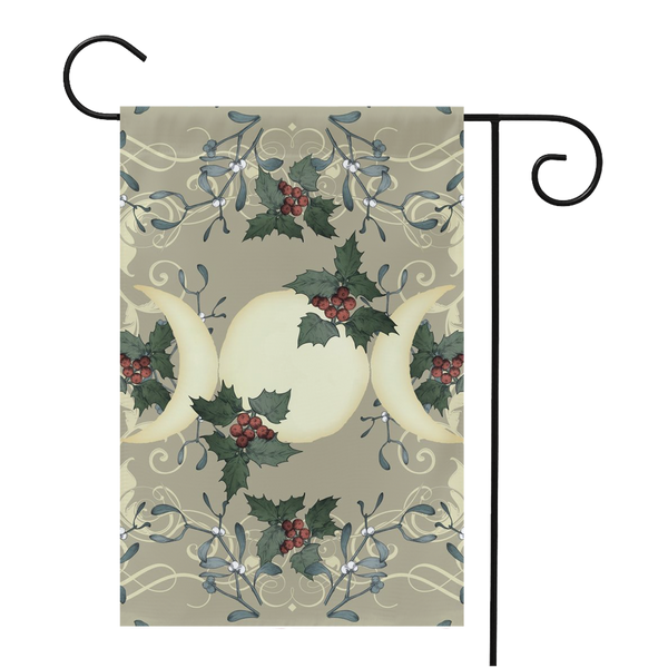 Yule Triple Moon Antique Cream Garden Flag