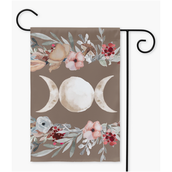 Triple Moon Garden Flag - Wicca Pagan Witchy Decor Double / 12X18 Inch