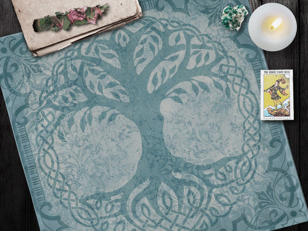 Celtic Blue Altar Cloth Tree Of Life Tarot And Pagan Decor Square