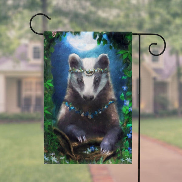 Enchanted Garden Flag - Magical Badger Decoration