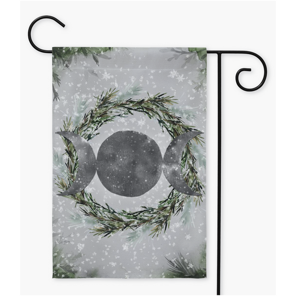 Pagan Winter Solstice Flag - Wicca Witch Garden Decor Single / 12X18 Inch