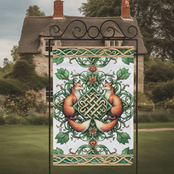 a sign with a picture of two foxes on it