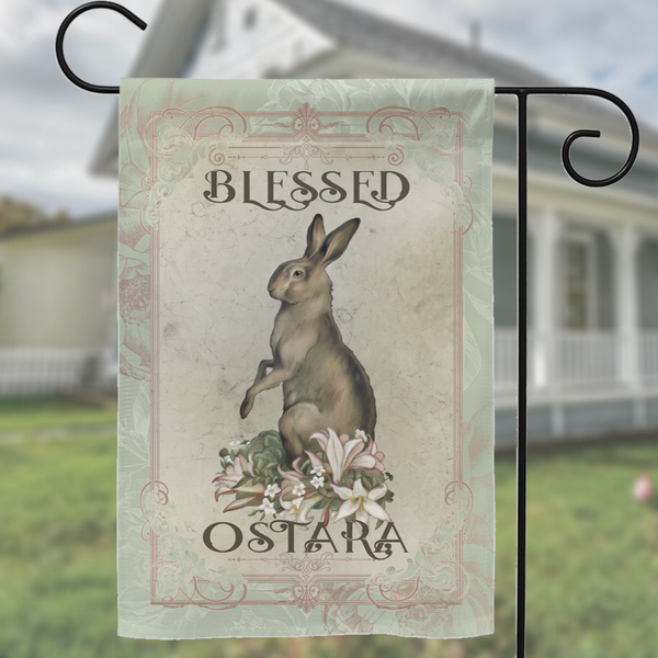 Spring Garden Flag - Rabbit Hare Decor Pagan Wicca Outdoor Decoration