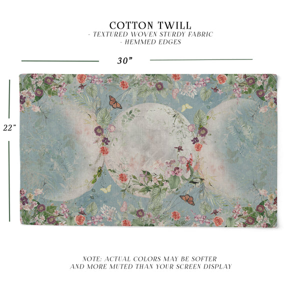 Floral Triple Moon Altar Cloth - Litha Solstice Tarot Mat For Decor Rec