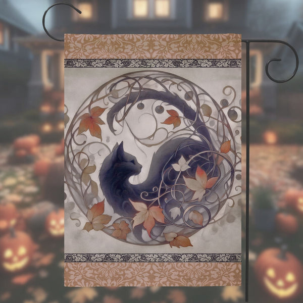 a picture of a cat in a pumpkin patch