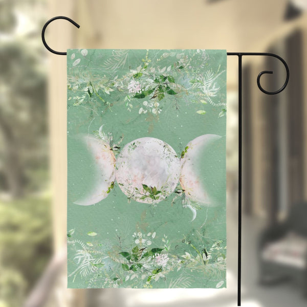 Triple Moon Garden Flag - Wicca Enchanted Decoration Single / 12X18 Inch