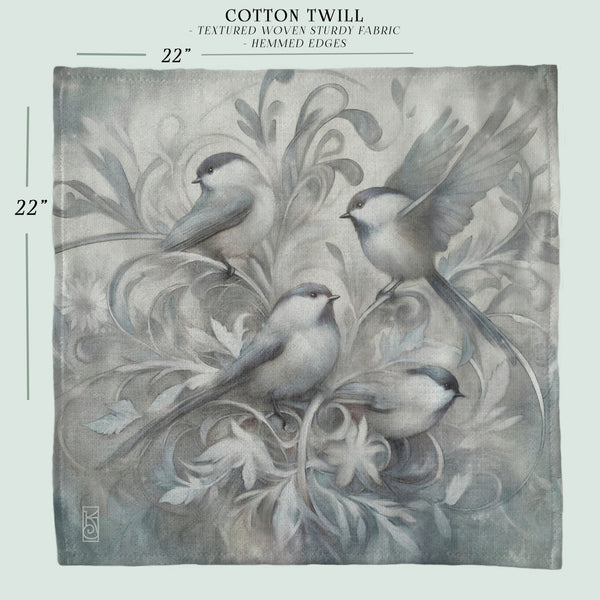 a drawing of three birds sitting on a branch