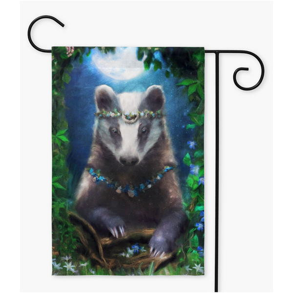 Enchanted Garden Flag - Magical Badger Decoration Double / 12X18 Inch