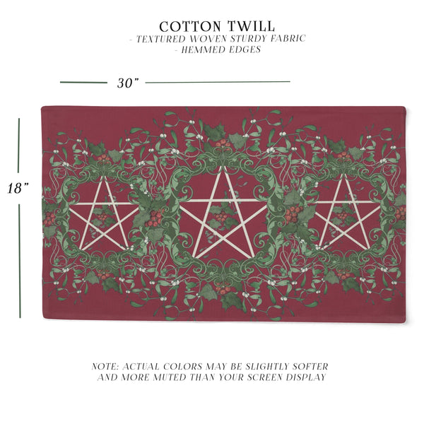 Holly Red Pentacle Altar Cloth Yule Of Tarot Rec