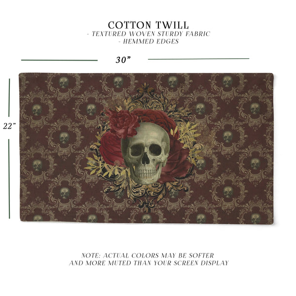Gothic Tarot Reading Mat - Vintage Skull Altar Cloth Rec