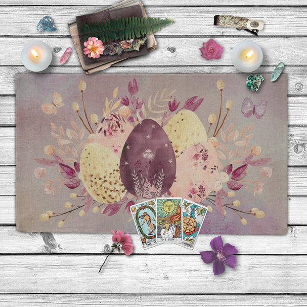 Whimsical Altar Cloth Spring Eggs Flowers Tarot Mat For Ostara Cottage Decor Rec