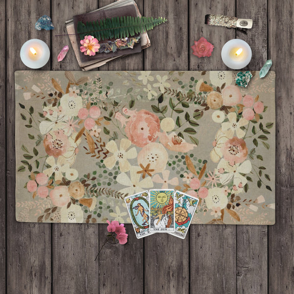 Whimsical Spring Flowers Altar Cloth - Ostara Tarot Mat Rec