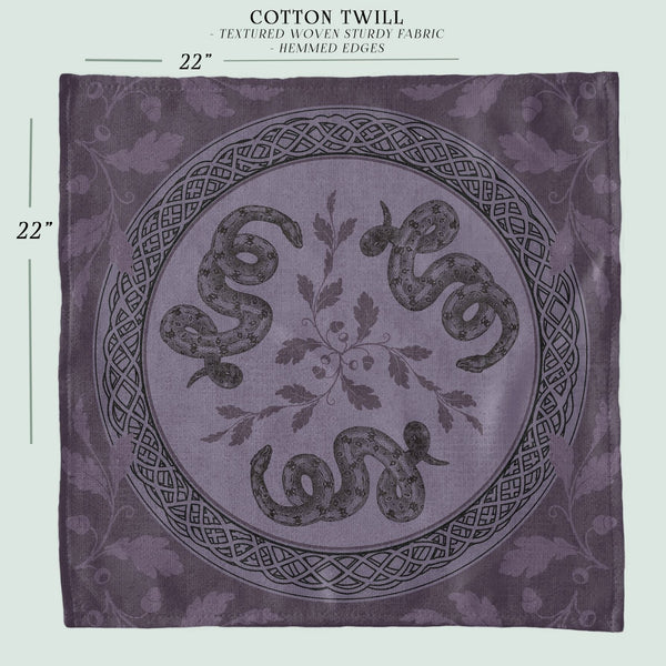 a purple and black square with a snake on it