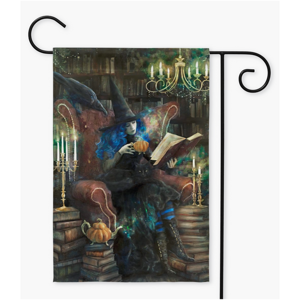 Witch Garden Flag - Tea Books Library Witchy Decor Single / 12X18 Inch