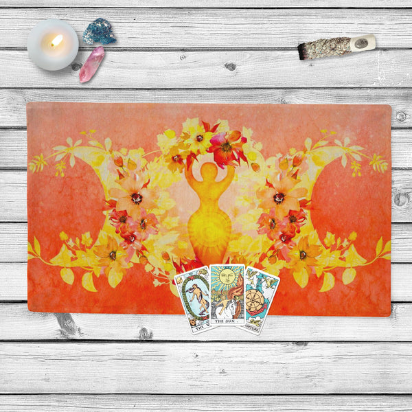 Sun Goddess Altar Cloth Witch Wicca Tarot Mat Beltane Decor Cotton Twill Rec