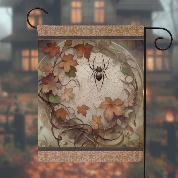 a spider sits on a glass plate with leaves on it