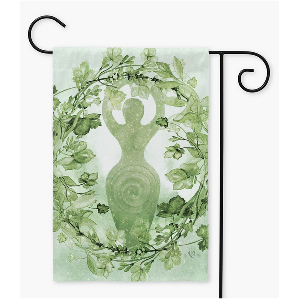 Green Wreath Garden Flag - Litha Summer Pagan Decoration