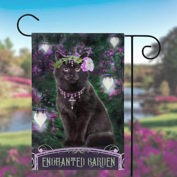 Black Cat Enchanted Garden Flags Flag