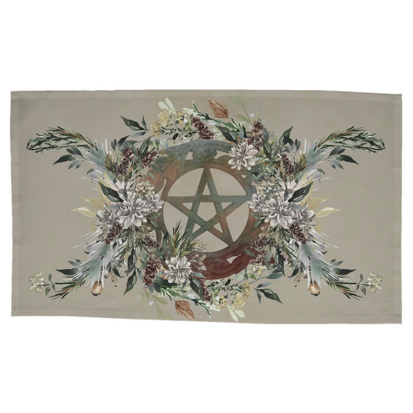 Harvest Pentacle Altar Cloth Witch Pagan Botanical Nature Tarot Mat Rec