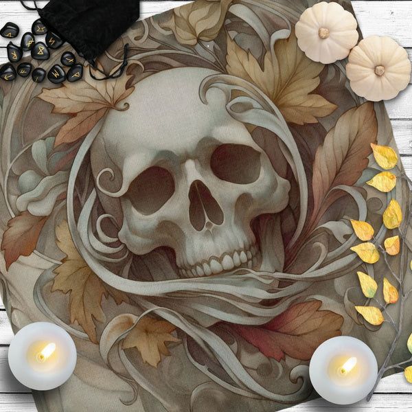 a painting of a skull surrounded by candles