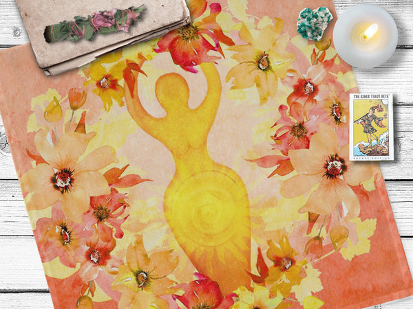 Sun Goddess Tarot Cloth For Litha Altars - Pagan Decor And Witch Gift Altar Square