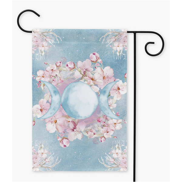 Spring Garden Flag - Wicca Triple Moon Ostara Decoration