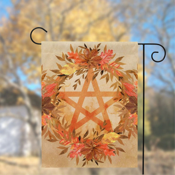 Fall Pentacle Garden Flag - Witch Samhain Wicca Pagan Decor