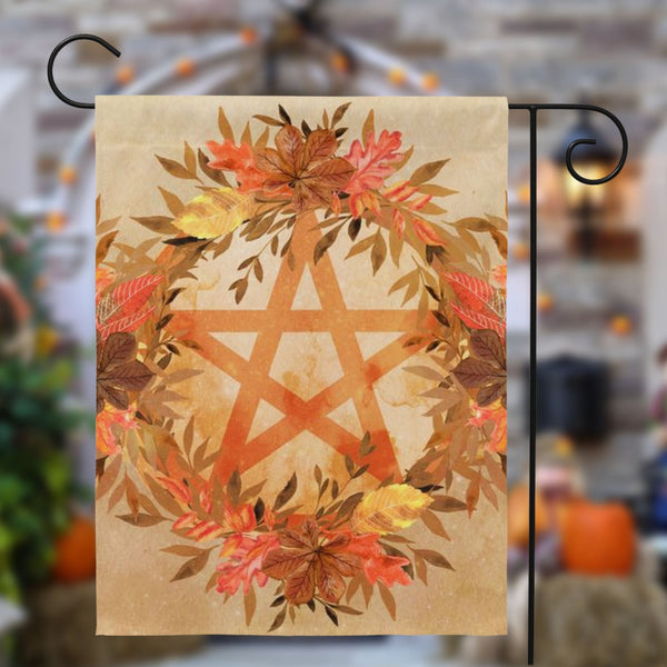 Fall Pentacle Garden Flag - Witch Samhain Wicca Pagan Decor