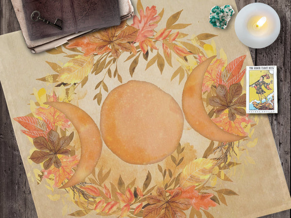 Triple Moon Altar Cloth - Fall Autumn Equinox Tarot Accessory Square