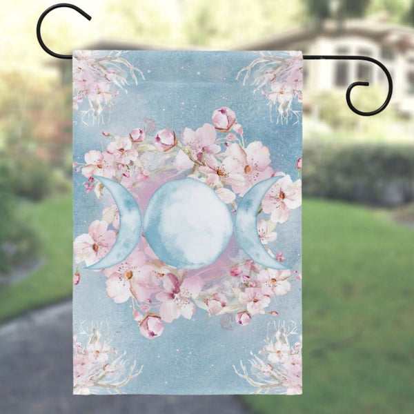 Spring Garden Flag - Wicca Triple Moon Ostara Decoration