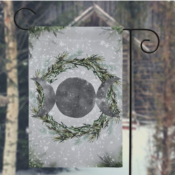 Pagan Winter Solstice Flag - Wicca Witch Garden Decor